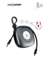 Realpower Powerbank RP-PB1101 LED DISPLAY ve kendiliğinden kablolu dark gri