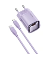 Realpower 20W GaN USB-C PD Hızlı Şarj Adaptörü Şarj Aleti ve USB-C to Lightning Hızlı Şarj Kablo Seti Mor TCS20WPU