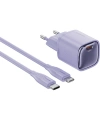 Realpower 20W GaN USB-C PD Hızlı Şarj Adaptörü Şarj Aleti ve USB-C to Lightning Hızlı Şarj Kablo Seti Mor TCS20WPU
