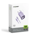 Realpower 20W GaN USB-C PD Hızlı Şarj Adaptörü Şarj Aleti ve USB-C to Lightning Hızlı Şarj Kablo Seti Mor TCS20WPU