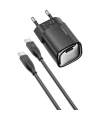 Realpower 30W GaN USB-C PD Hızlı Şarj Adaptörü Şarj Aleti ve USB-C to Lightning Hızlı Şarj Kablo Seti Siyah TCS30WBK