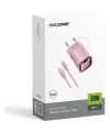 Realpower 30W GaN USB-C PD Hızlı Şarj Adaptörü Şarj Aleti ve USB-C to Lightning Hızlı Şarj Kablo Seti Pembe TCS30WPI