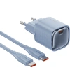 Realpower 30W GaN USB-C PD Hızlı Şarj Adaptörü Şarj Aleti ve USB-C to Lightning Hızlı Şarj Kablo Seti Mavi TCS30WBL