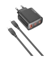 Realpower 45W GaN 3 Çıkışlı USB-C1/C2/A PD Hızlı Şarj Adaptörü Şarj Aleti ve 60W USB-C to USB-C Kablo Seti Siyah TCS45WBK