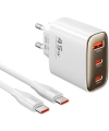 Realpower 45W GaN 3 Çıkışlı USB-C1/C2/A PD Hızlı Şarj Adaptörü Şarj Aleti ve 60W USB-C to USB-C Kablo Seti Beyaz TCS45WBK