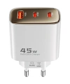 Realpower 45W GaN 3 Çıkışlı USB-C1/C2/A PD Hızlı Şarj Adaptörü Şarj Aleti ve 60W USB-C to USB-C Kablo Seti Beyaz TCS45WBK