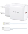 Realpower PPS 25W USB-C PD Hızlı Şarj Adaptörü Şarj Aleti ve USB-C to Lightning Hızlı Şarj Kablo Seti Beyaz TCS25WWH2