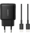 Realpower PPS 25W USB-C PD Hızlı Şarj Adaptörü Şarj Aleti ve USB-C to USB-C Hızlı Şarj Kablo Seti Siyah TCS25WBK