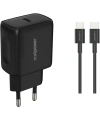 Realpower PPS 25W USB-C PD Hızlı Şarj Adaptörü Şarj Aleti ve USB-C to USB-C Hızlı Şarj Kablo Seti Siyah TCS25WBK