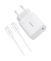 Realpower 35W GaN USB-C PD Hızlı Şarj Adaptörü Şarj Aleti ve USB-C to USB-C Hızlı Şarj Kablo Seti Beyaz TCS35WWH