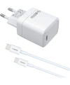 Realpower 35W GaN USB-C PD Hızlı Şarj Adaptörü Şarj Aleti ve USB-C to USB-C Hızlı Şarj Kablo Seti Beyaz TCS35WWH