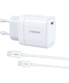 Realpower 35W GaN USB-C PD Hızlı Şarj Adaptörü Şarj Aleti ve USB-C to USB-C Hızlı Şarj Kablo Seti Beyaz TCS35WWH