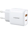 Realpower 25W PPS PD USB-C ve USB-A Çift Çıkışlı Hızlı Şarj Adaptörü Şarj Aleti Beyaz TC25WWH2