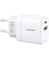 Realpower 35W GaN USB-C ve USB-A Çift Çıkışlı PD Hızlı Şarj Adaptörü Şarj Aleti Beyaz TC35WWH2