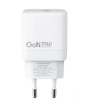 Realpower 35W GaN USB-C ve USB-A Çift Çıkışlı PD Hızlı Şarj Adaptörü Şarj Aleti Beyaz TC35WWH2