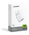 Realpower 35W GaN USB-C ve USB-A Çift Çıkışlı PD Hızlı Şarj Adaptörü Şarj Aleti Beyaz TC35WWH2