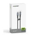 Realpower 60W USB-C to USB-C Örgülü Hızlı Şarj ve Data Kablosu 1 Metre Gri CA-60WCCGR