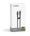 Realpower 60W USB-C to USB-C Örgülü Hızlı Şarj ve Data Kablosu 1 Metre Siyah CA-60WCCBK2