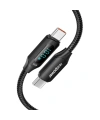 Realpower 100W USB-C to USB-C Dijital Göstergeli Örgülü Hızlı Şarj ve Data Kablosu 1 Metre Siyah CA-100WCCBK
