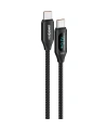 Realpower 100W USB-C to USB-C Dijital Göstergeli Örgülü Hızlı Şarj ve Data Kablosu 1 Metre Siyah CA-100WCCBK