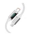 Realpower 100W USB-C to USB-C Dijital Göstergeli Örgülü Hızlı Şarj ve Data Kablosu 1 Metre Beyaz CA-100WCCWH
