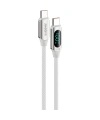 Realpower 100W USB-C to USB-C Dijital Göstergeli Örgülü Hızlı Şarj ve Data Kablosu 1 Metre Beyaz CA-100WCCWH