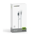 Realpower 100W USB-C to USB-C Dijital Göstergeli Örgülü Hızlı Şarj ve Data Kablosu 1 Metre Beyaz CA-100WCCWH
