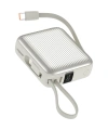 Realpower 10000mAh 22.5W Hızlı Şarj Powerbank Silver Dahili Kablolu Taşınabilir Şarj Cihazı LED Göstergeli PB10KSL