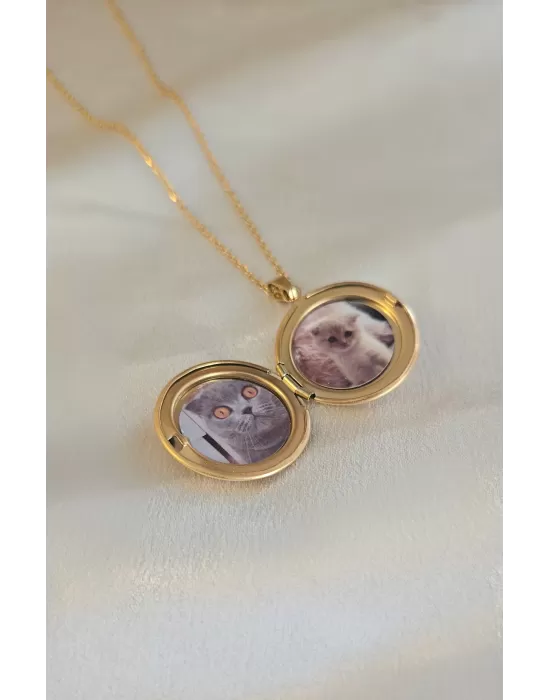 Kapaklı çelik kolye çift fotoğraflı