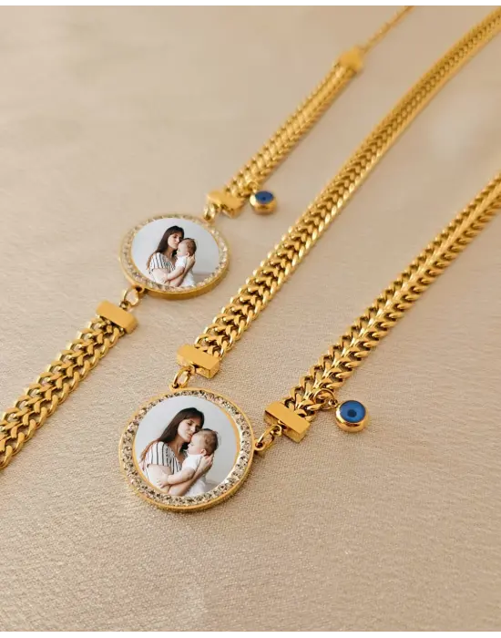 Anı Seti Fotoğraflı Kolye ve Bileklik