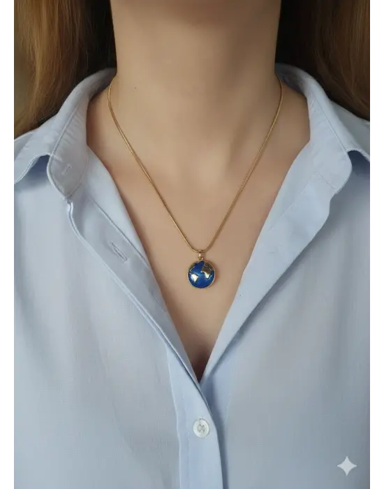 Dünya Anı Kolyesi Fotoğraflı