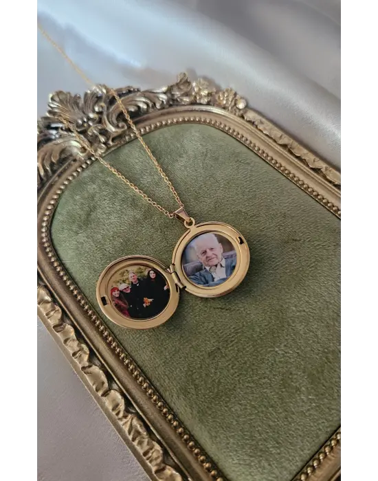 Kapaklı çelik kolye çift fotoğraflı