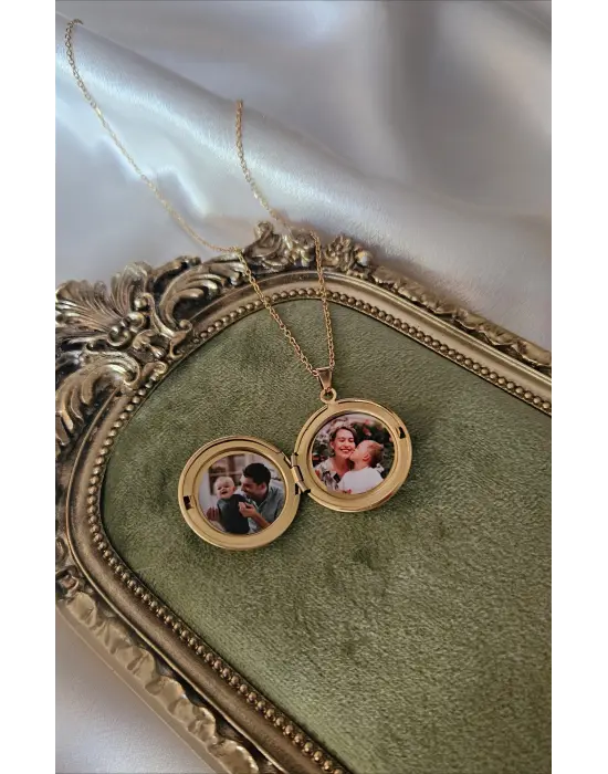 Kapaklı çelik kolye çift fotoğraflı