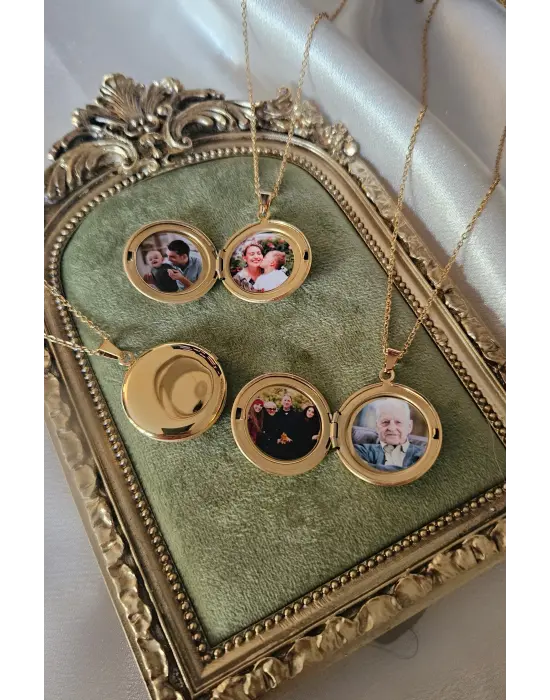 Kapaklı çelik kolye çift fotoğraflı