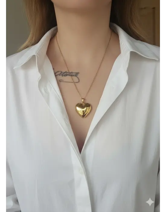 Kalpli Anı Kolyesi Fotoğraflı