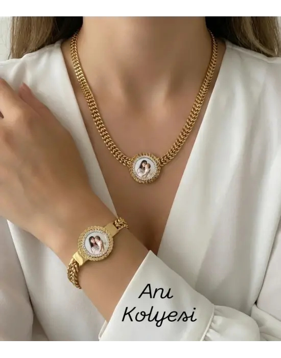 Anı kolyesi seti hasır model detaylı