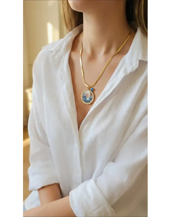 Taşlı Taķım İtalyan Zincir Anı Kolyesi Ve Bilekliği