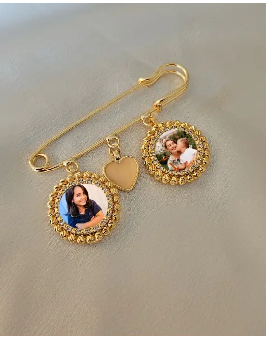 Anı İğnesi Çift Fotoğraflı