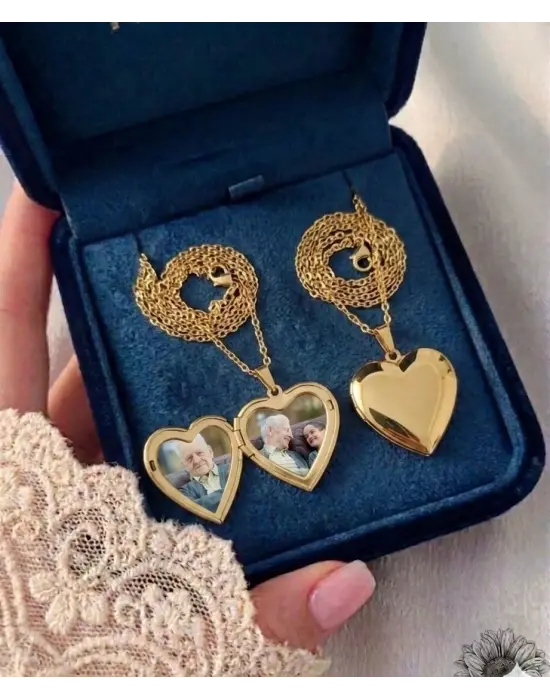 Kalpli Anı Kolyesi Fotoğraflı