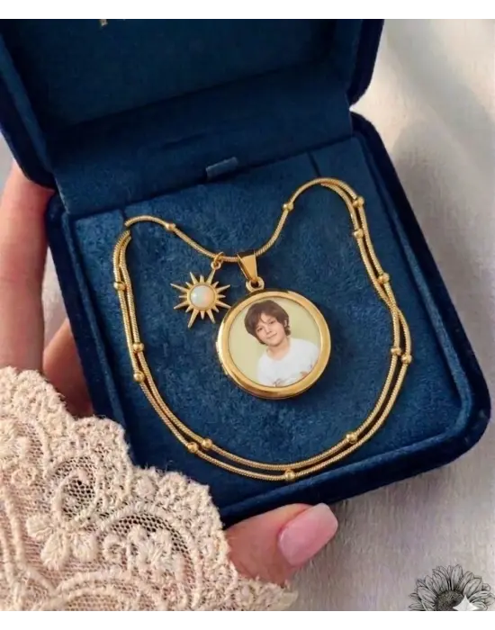 Çift Fotoğraflı Anı Kolyesi Dorika Zincir