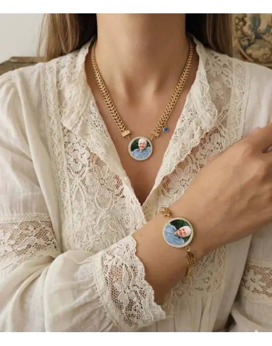 Anı Seti Fotoğraflı Kolye ve Bileklik