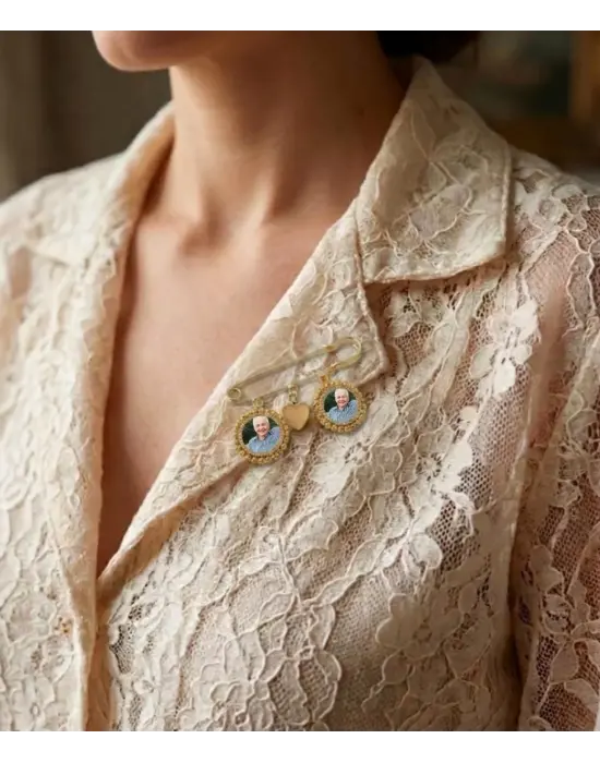 Anı İğnesi Çift Fotoğraflı