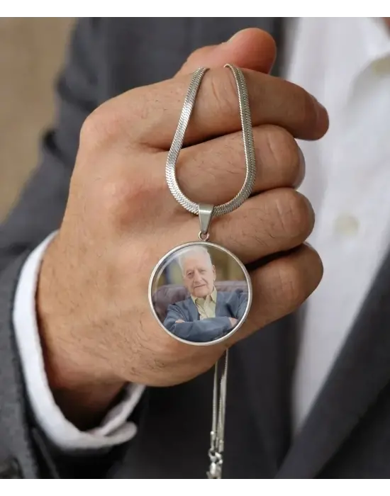 Çift Fotoğraflı Anı Kolyesi İtalyan Zincir Erkek