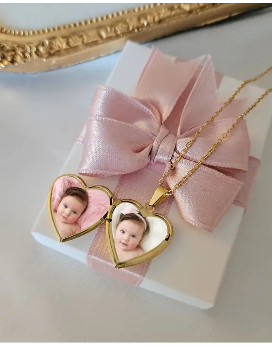 Kalpli Anı Kolyesi Fotoğraflı