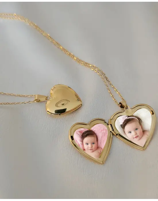 Kalpli Anı Kolyesi Fotoğraflı