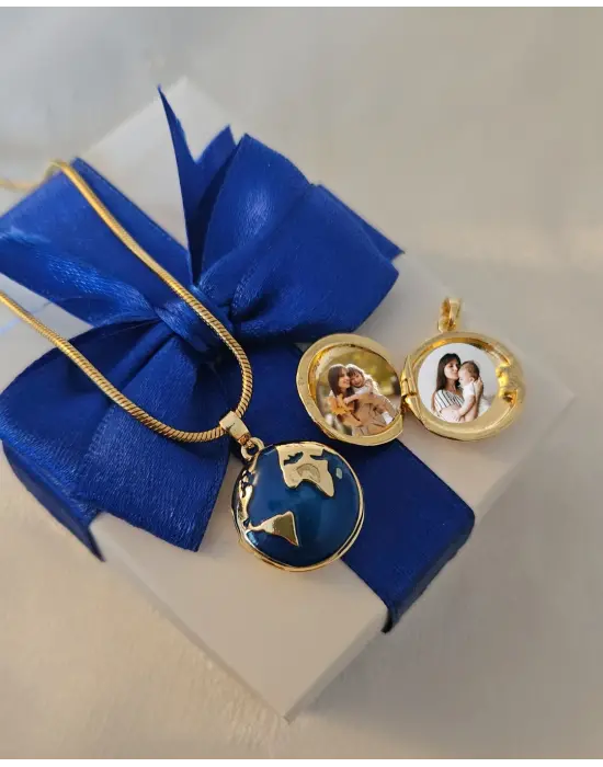 Dünya Anı Kolyesi Fotoğraflı