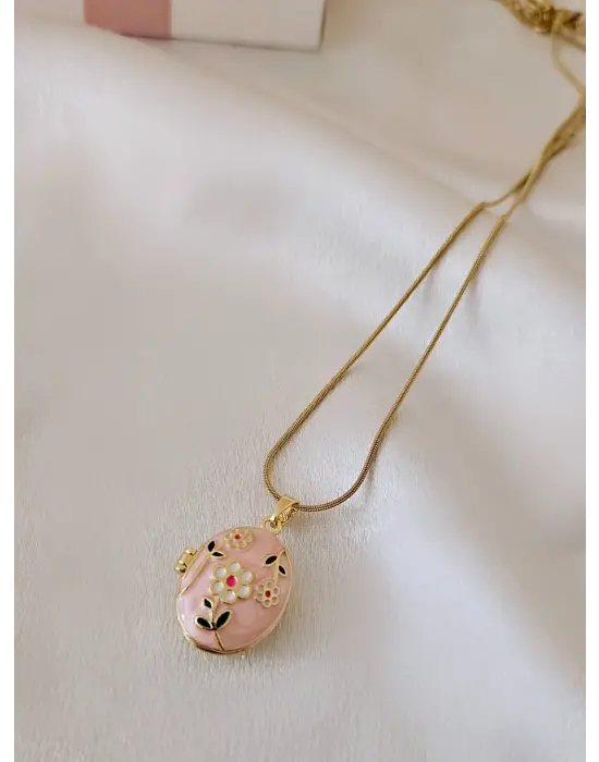 Pembe Kapaklı Kolye