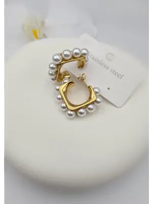 İncili Çelik küpe