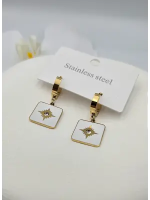 Sedefli çelik küpe