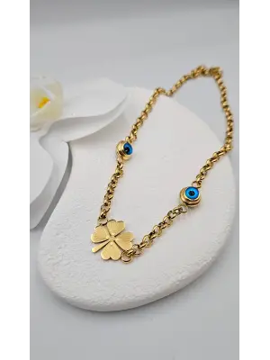 Nazar Boncuklu Yonca Kolye